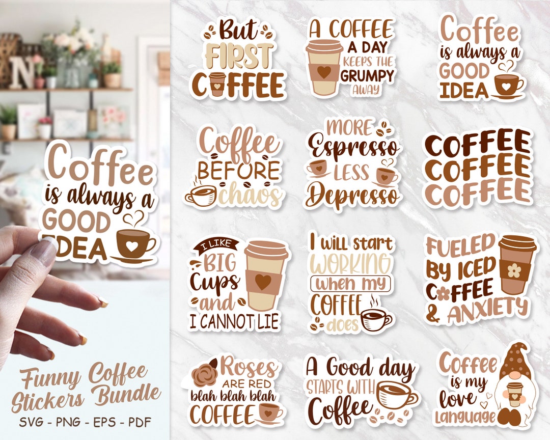 Funny Coffee Stickers Bundle Coffee Sticker Bundle Stickers Etsy