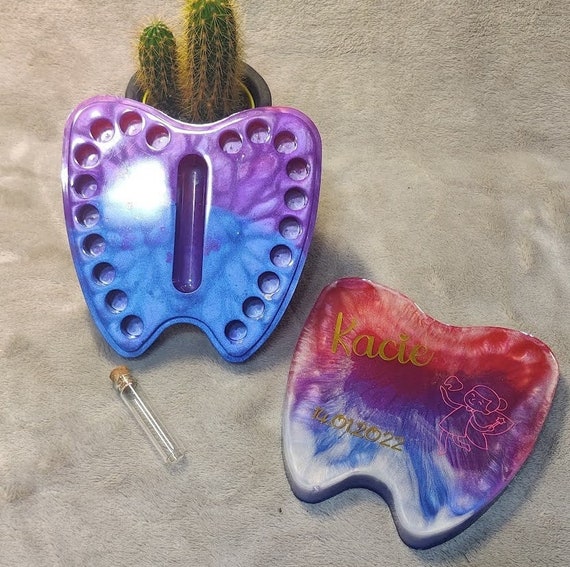 Customizable Milk Tooth Box in Epoxy Resin With Small Vial for Etsy