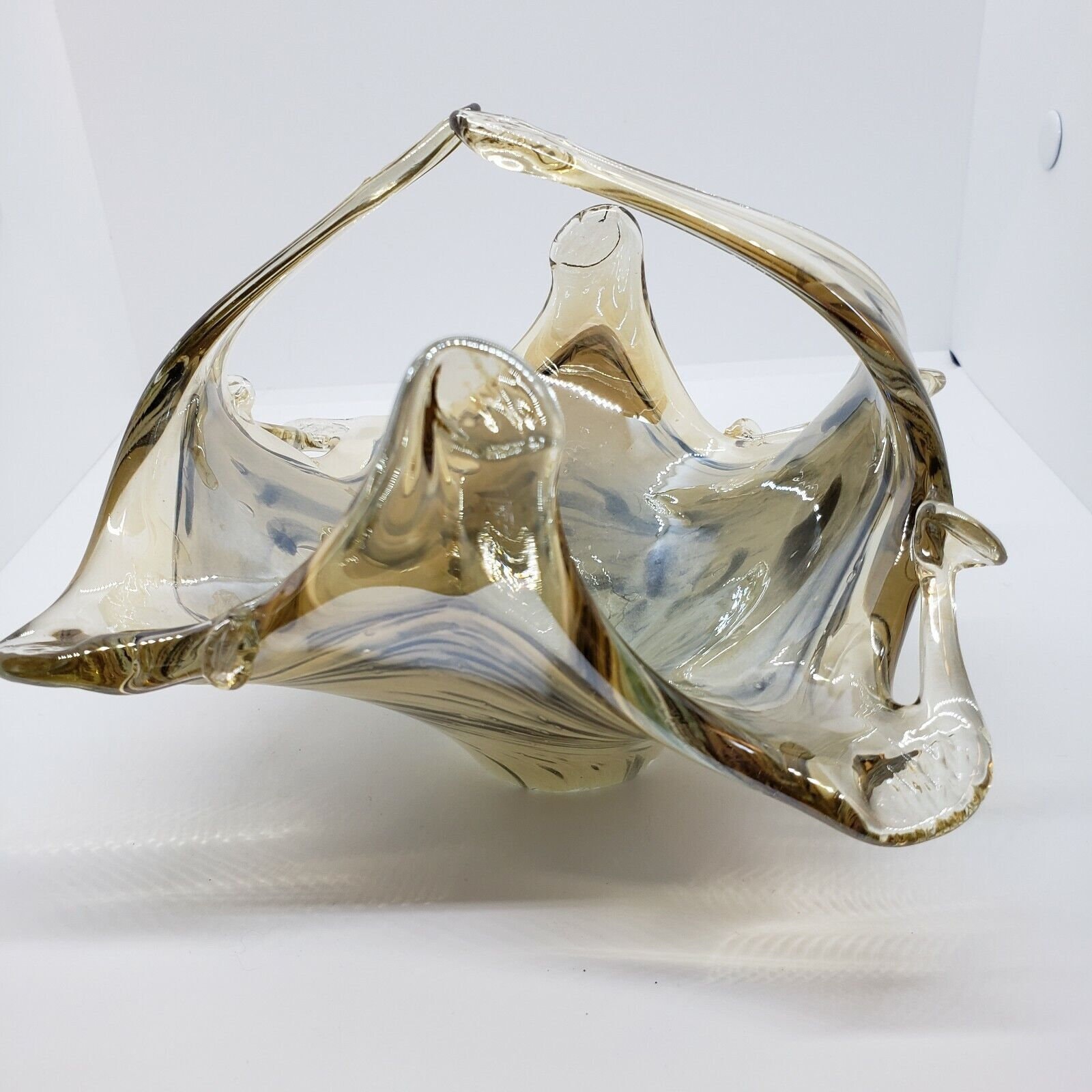 Split Handle Brown and Black Swirl Ashtray Art Glass Murano Inspired - Etsy