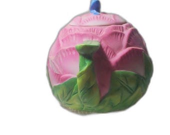 Avon Pink Peony Flower Teapot with a Blue Bird Lid ~Vintage~