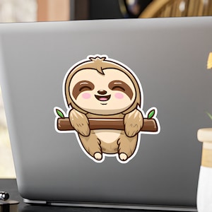 Cute Baby Sloth Kawaii Chibi Kiss-Cut Vinyl Decal - Sloth Sticker | Sloth Decal | Baby Sloth Decal | Baby Sloth Sticker | Kawaii Style Decal