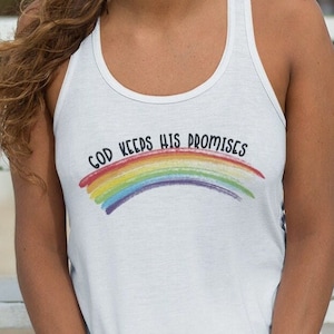 God Keeps His Promises Women&#39;s Ideal Racerback Tank - God&#39;s Covenant | God&#39;s Promises Tank | Jesus Tank | Christian Tank | Religious Tank