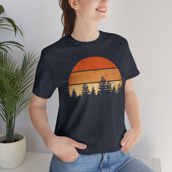Pine Trees Silhouette Retro Sunset Art Unisex T-shirt Pine - Etsy