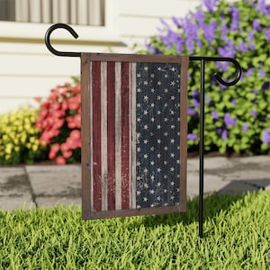 Patriotic Rustic Wood Sign Garden Flag (pole not included) - Garden Flag | Patriotic Garden Flag | USA Flag | American Eagle Flag