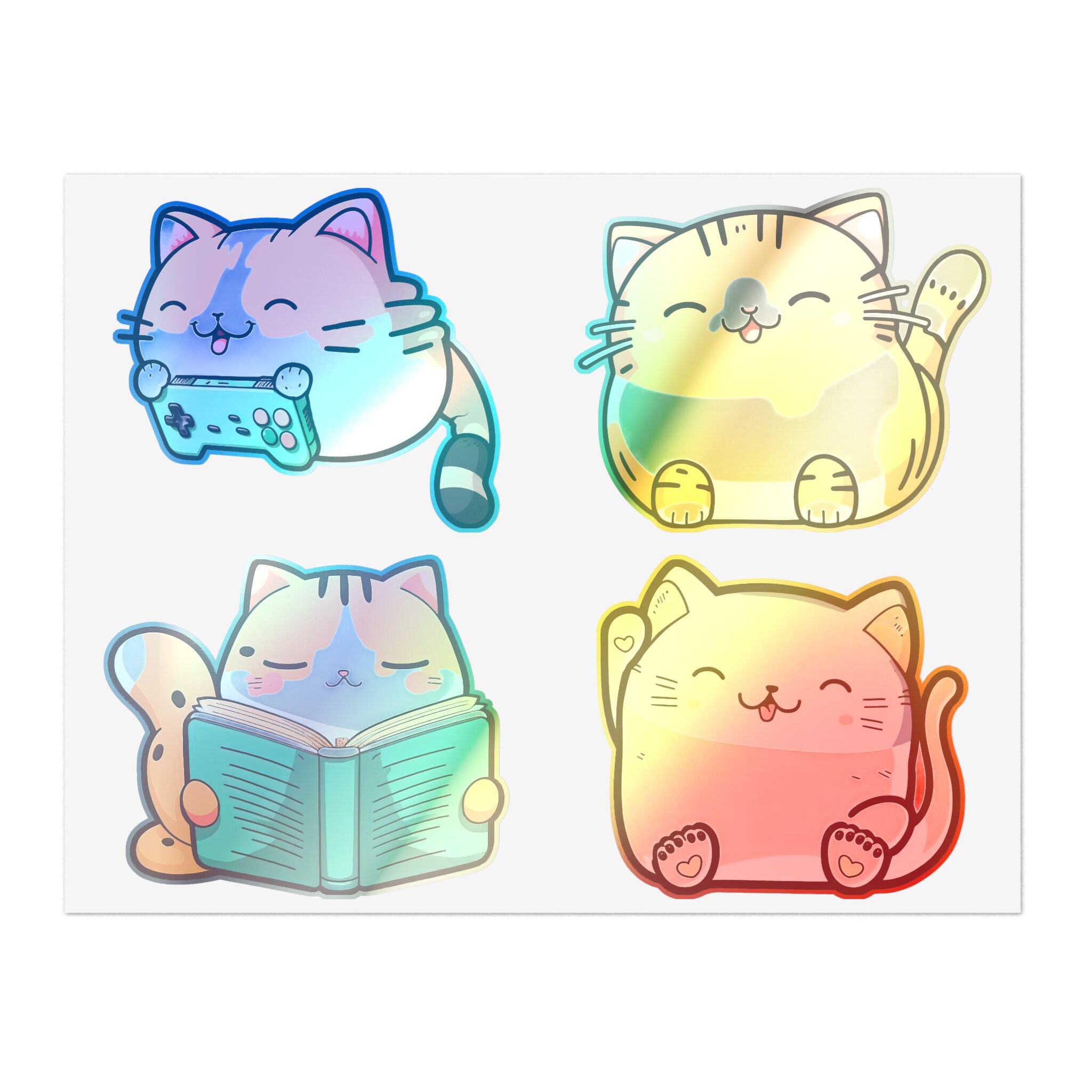 Cute Cats Kawaii Chibi Sticker Sheet - Cute Cat Stickers | Kawaii ...