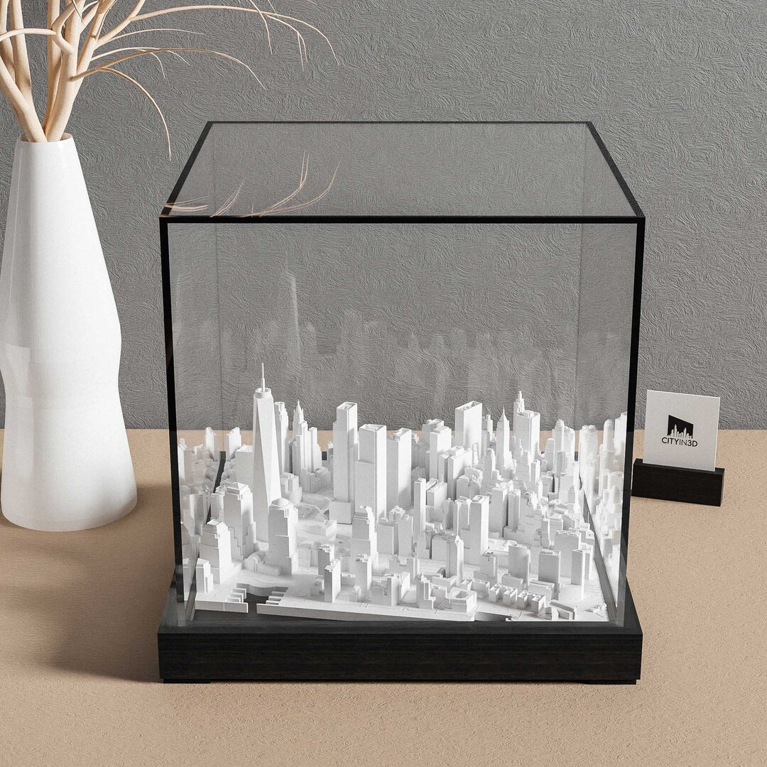 Downtown New York 3D City Map Wall Art, Handcrafted Skyline Decor
