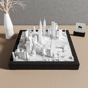Kuala Lumpur Unique Wall Art | Minimalist Skyline Decor | Handcrafted Architectural Model | Kuala Lumpur 3D City Map | Modern Cityscape Gift
