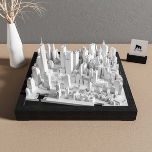 Downtown Manhattan Unique Wall Art | 3D NYC Skyline Decor | Architectural Model | New York City Map | Modern Urban Landmark | Cityscape Gift