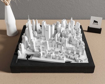 Downtown Manhattan Unique Wall Art | 3D NYC Skyline Decor | Architectural Model | New York City Map | Modern Urban Landmark | Cityscape Gift