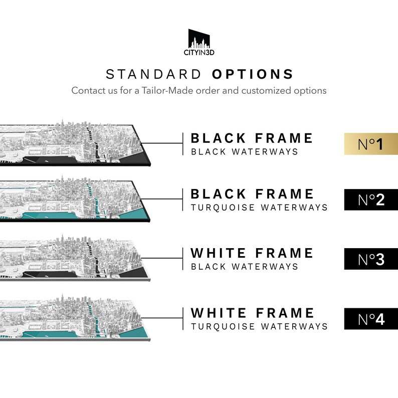 Chicago 3D City Map Model Handcrafted Urban Wall Art Decor Premium