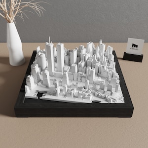 Downtown Manhattan (2001) Unique Wall Art | 3D NYC Skyline Decor | Architectural Model | New York City Map | Urban Landmark | Cityscape Gift