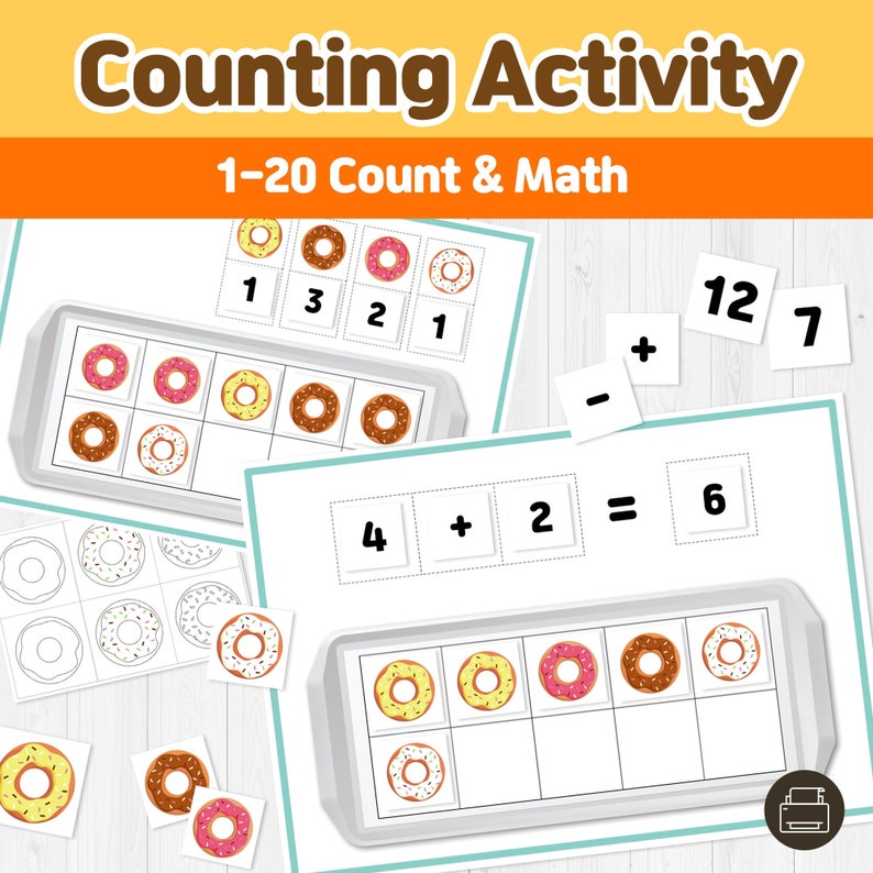 Math Counting Activity Printable Preschool First Grade Math Etsy