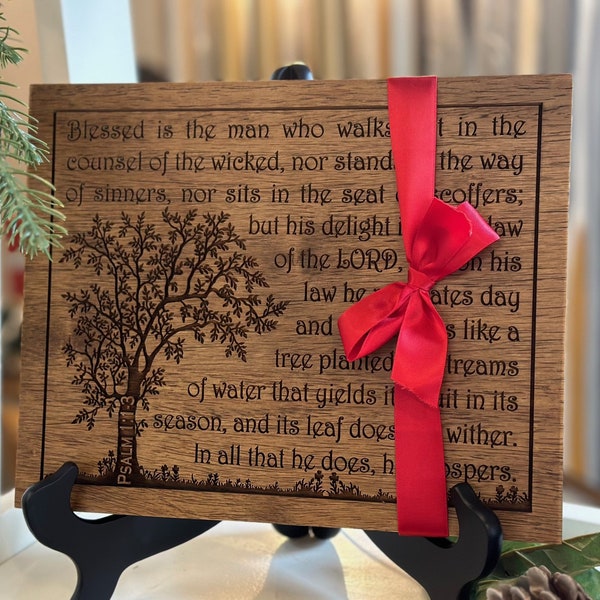 Blessed is the Man Psalm 1:1-3 | Wood Plaque Sign | Unique Special Gift Idea for the Man Husband Brother Son Christian Friend | Home Decor