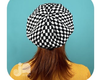 Knit Checkerboard Hat | Sound Check Beret | Instant Download | Knitting Pattern PDF