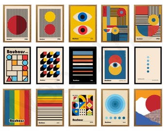 Bauhaus Posters 30er Set, ensemble de produits numériques, estampes d'art, Josef Albers, Décoration murale, Art mural, Art géométrique, Art mural abstrait, Picasso