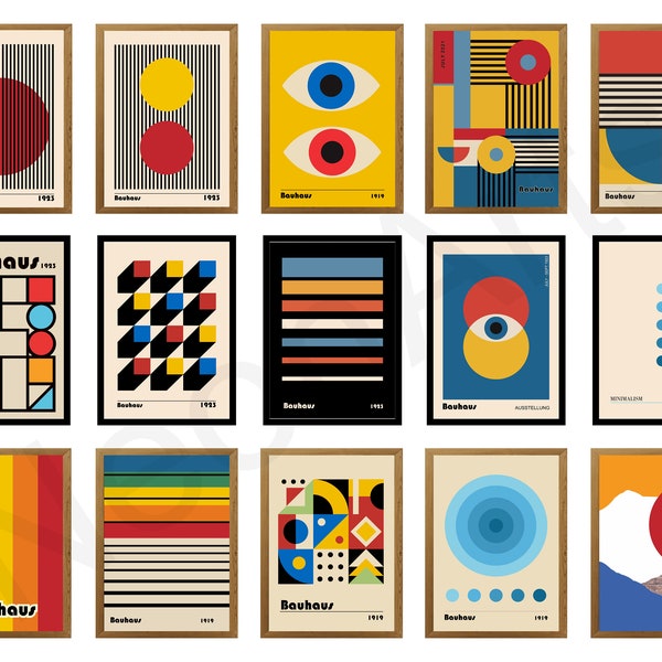 Bauhaus Posters 30er Set, digital products bundle, art prints, Josef Albers, Wall Decor, Wall Art, Geometric Art, Abstract Wall Art, Picasso