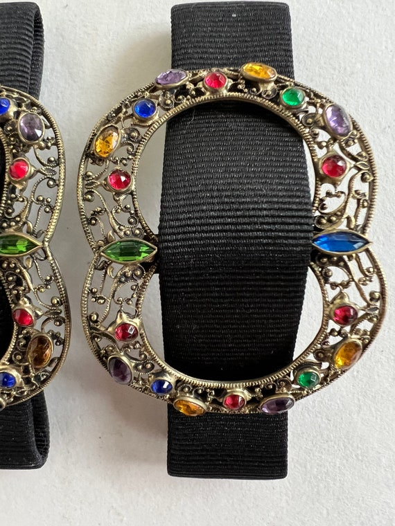 UNUSUAL Pair (2) Old Antique Art Deco Jeweled Fil… - image 3