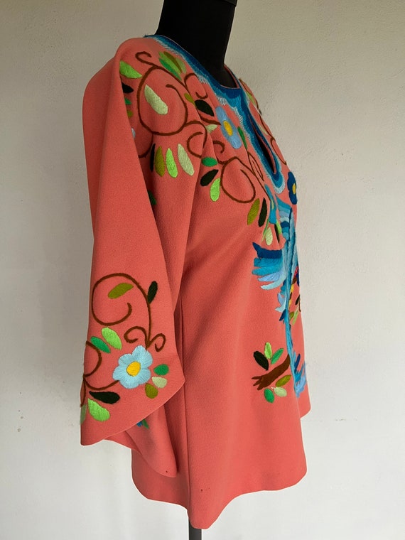 Lovely Authentic Vintage 1960's Peach Orange Embr… - image 5