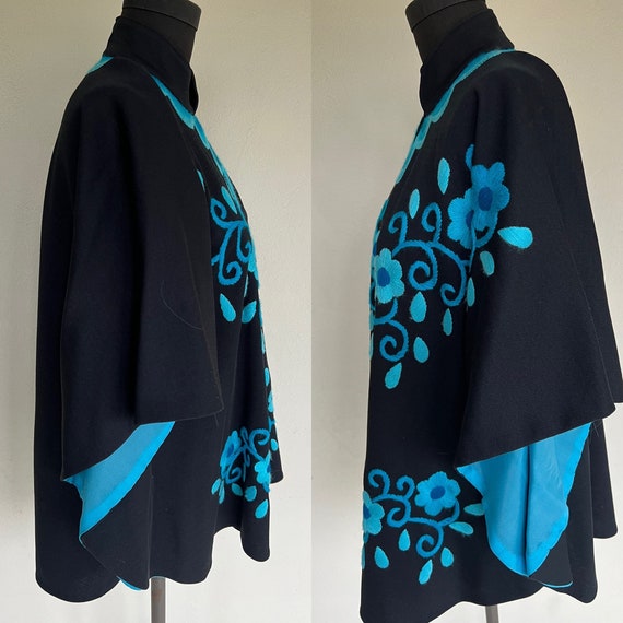 Lovely Authentic Vintage 1960's Black Turquoise F… - image 2