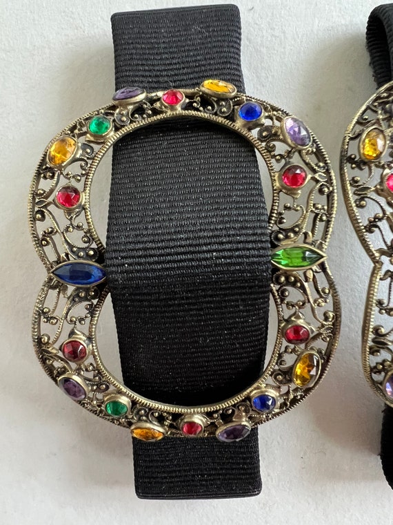 UNUSUAL Pair (2) Old Antique Art Deco Jeweled Fil… - image 2
