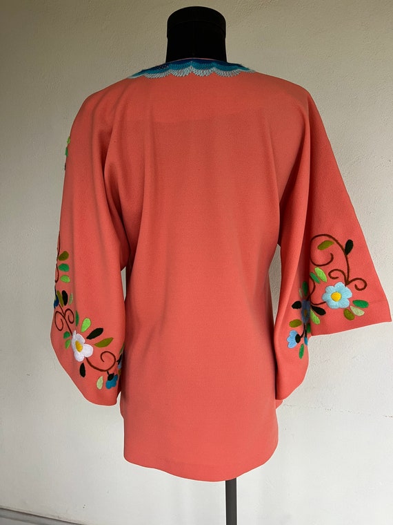 Lovely Authentic Vintage 1960's Peach Orange Embr… - image 4