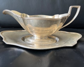 348gr Vintage Gorham Plymouth Sterling Silver Gravy Boat w/ Under Tray A2803 & A2870~2 Separate Pieces