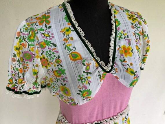 Authentic Vintage 1960’s Prairie Boho Hippy Flora… - image 6