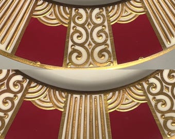 Juego de 6 platos antiguos Minton para Tiffany Art Deco, gruesos, con relieve e incrustaciones de oro, 8,75 pulgadas.