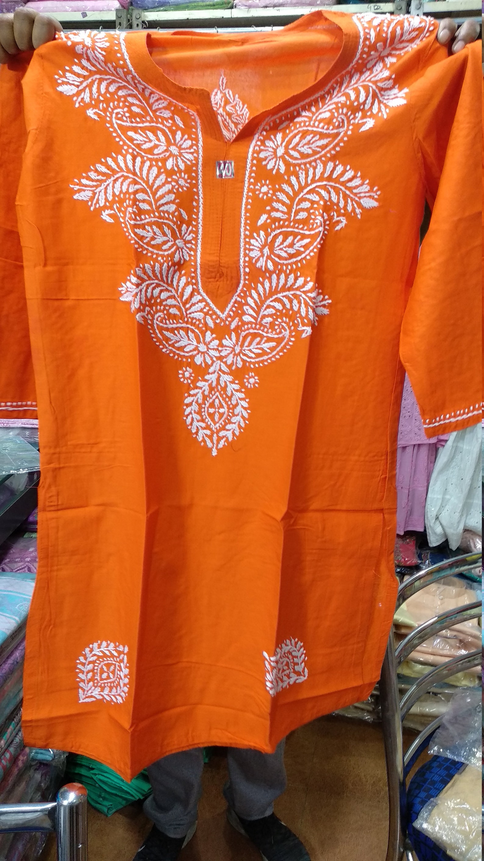 CHIKAN Hand Embroidered Lucknowi Chikankari Cotton Kurti Kurta | Etsy
