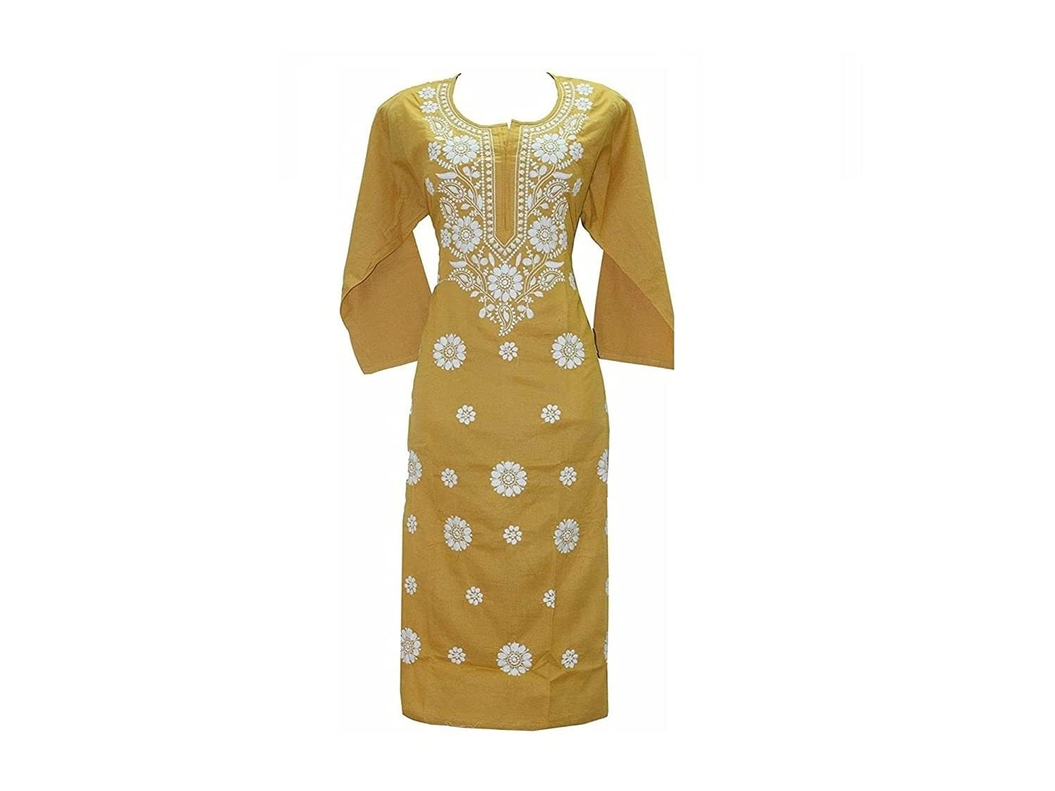 Buy Lucknow Chikan EmporiumNice Hand Embroided Skin Freindly Cotton  Chikankari Yellow Colour kurti . Online at Best Prices in India - JioMart.
