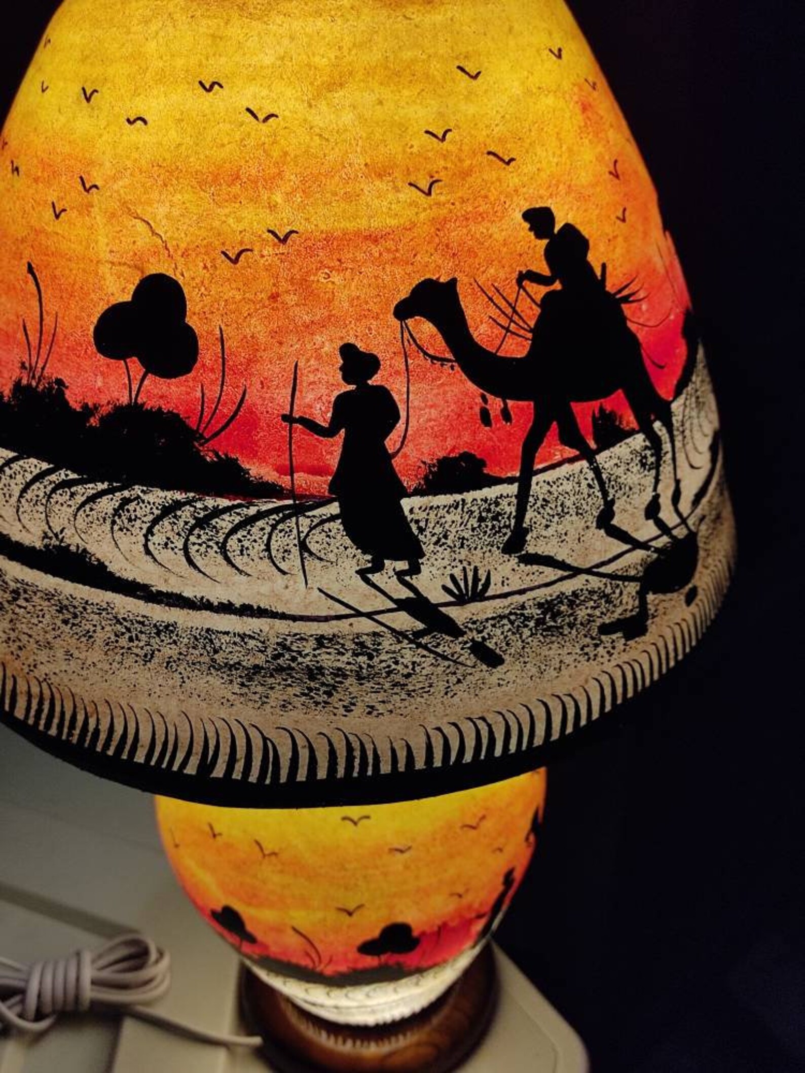 Antique Camel Skin Lamp Bedside Table Lampshade Unbreakable Etsy