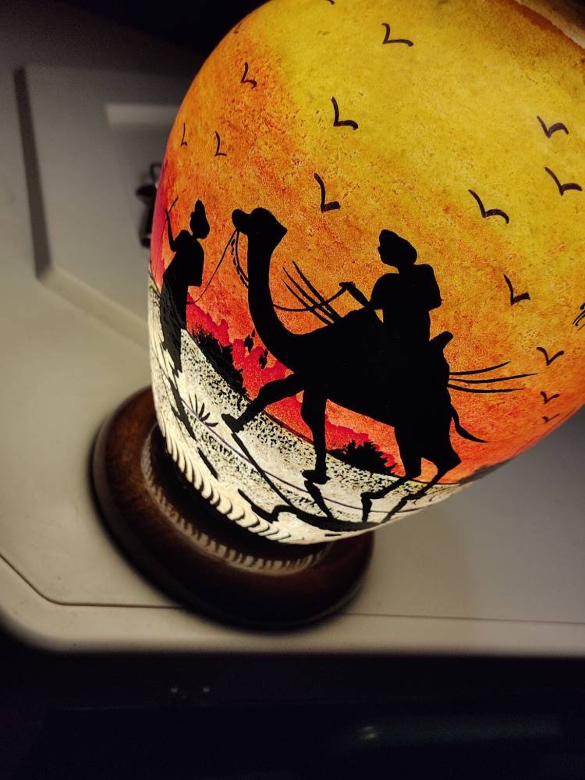 Antique Camel Skin Lamp Bedside Table Lampshade Unbreakable Etsy