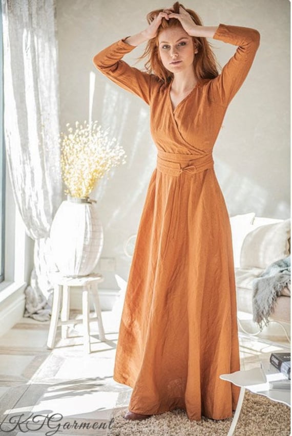 Linen Dress Linen Clothing Plus Size Dress for Women Long Etsy