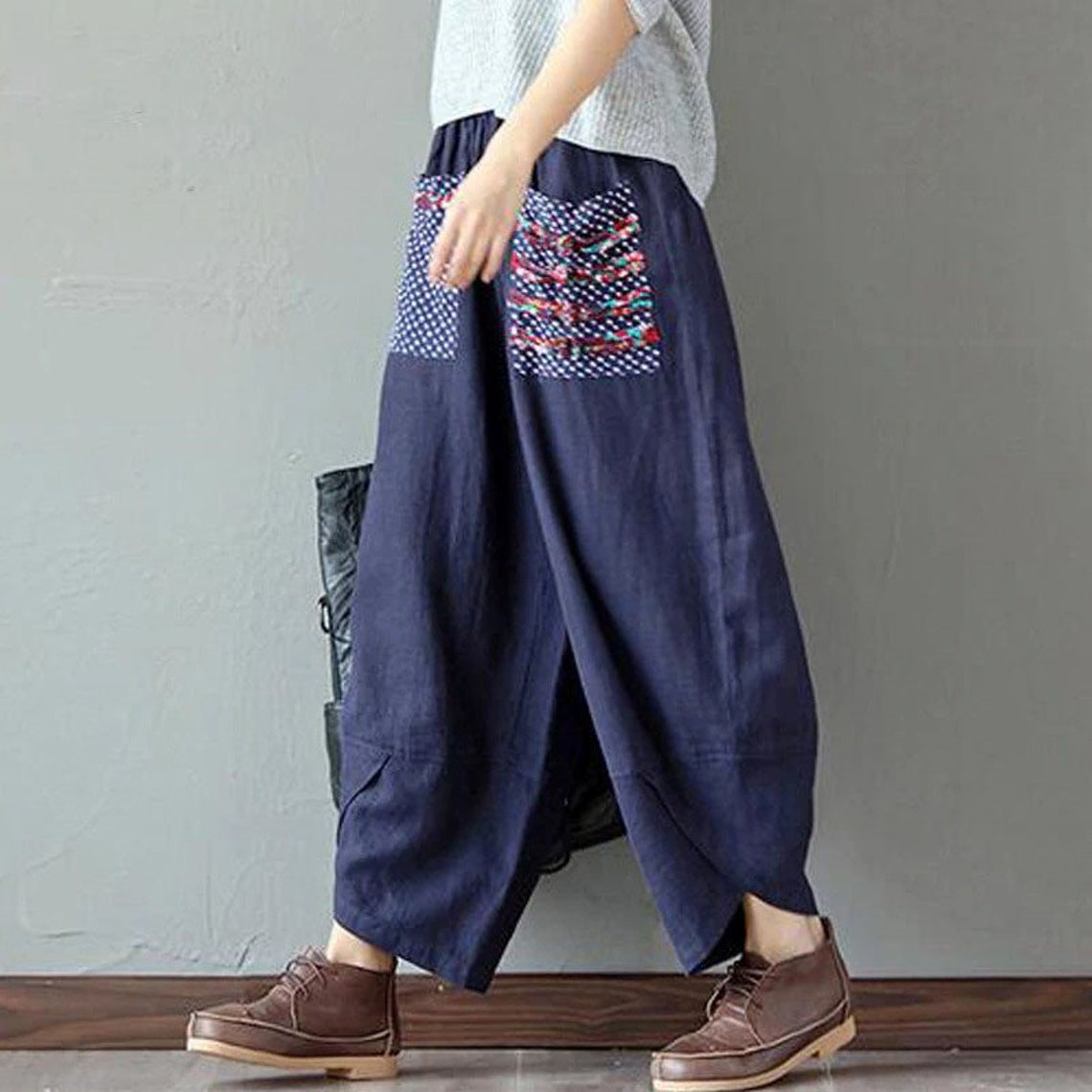 Summer Casual Loose Long Trousers Baggy Pantalon Women Elastic | Etsy