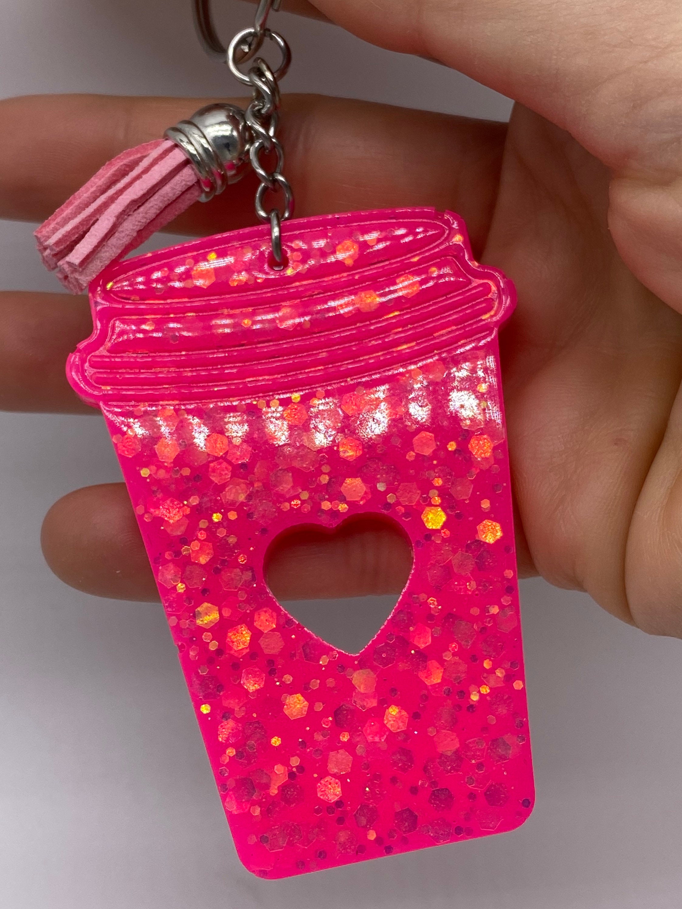 Coffee lover keychain tumbler keychain glitter charms Etsy