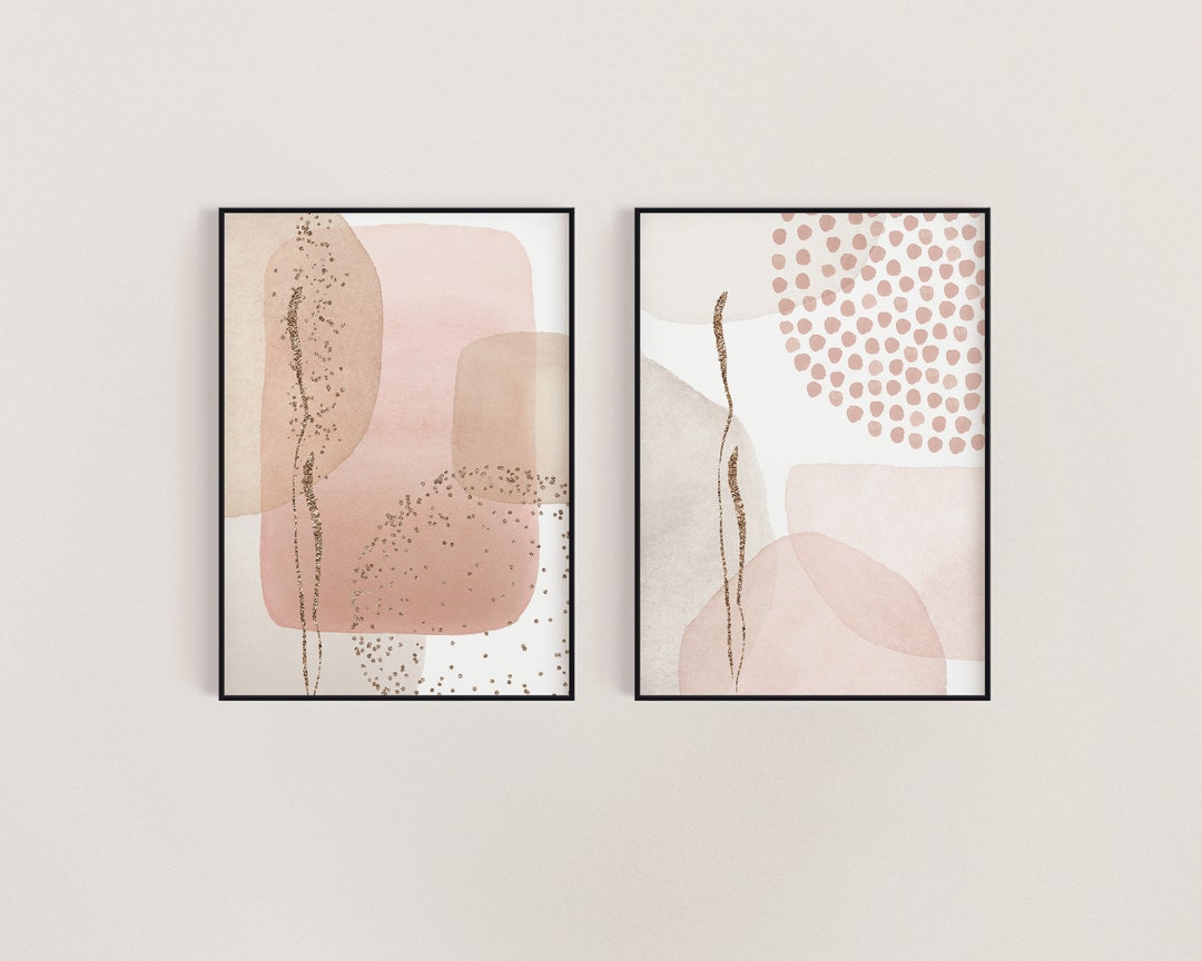 Set of 2 Prints | Printable Wall Art | Abstract Wall Art | Pink Blush ...