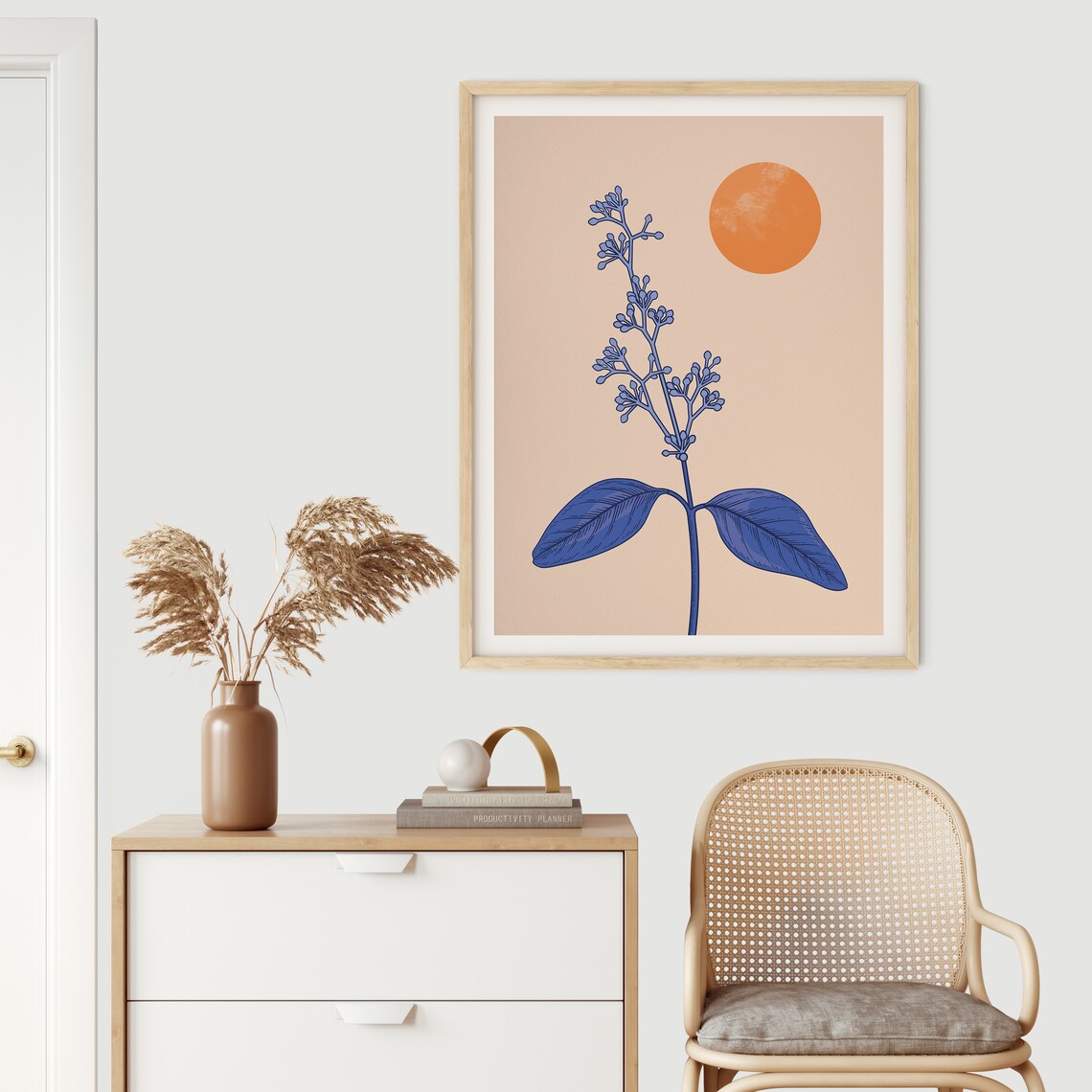 Abstract Wall Art Navy Blue Art Print Botanical Wall Art | Etsy