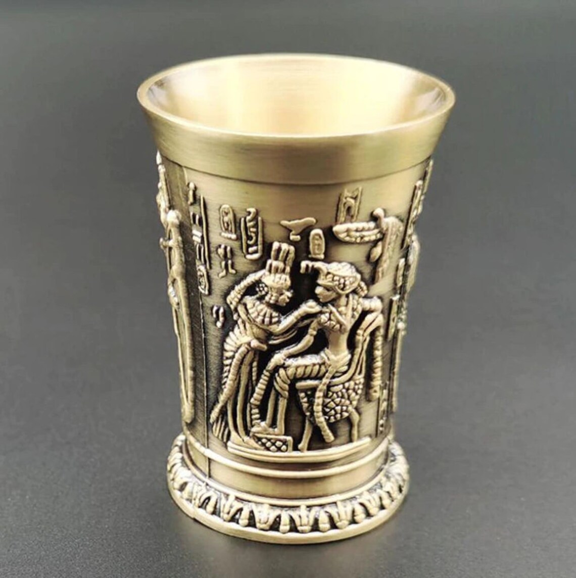 Ancient Egypt Pharaoh Liqueur Glass Cameo Bronze Copper Cup Etsy