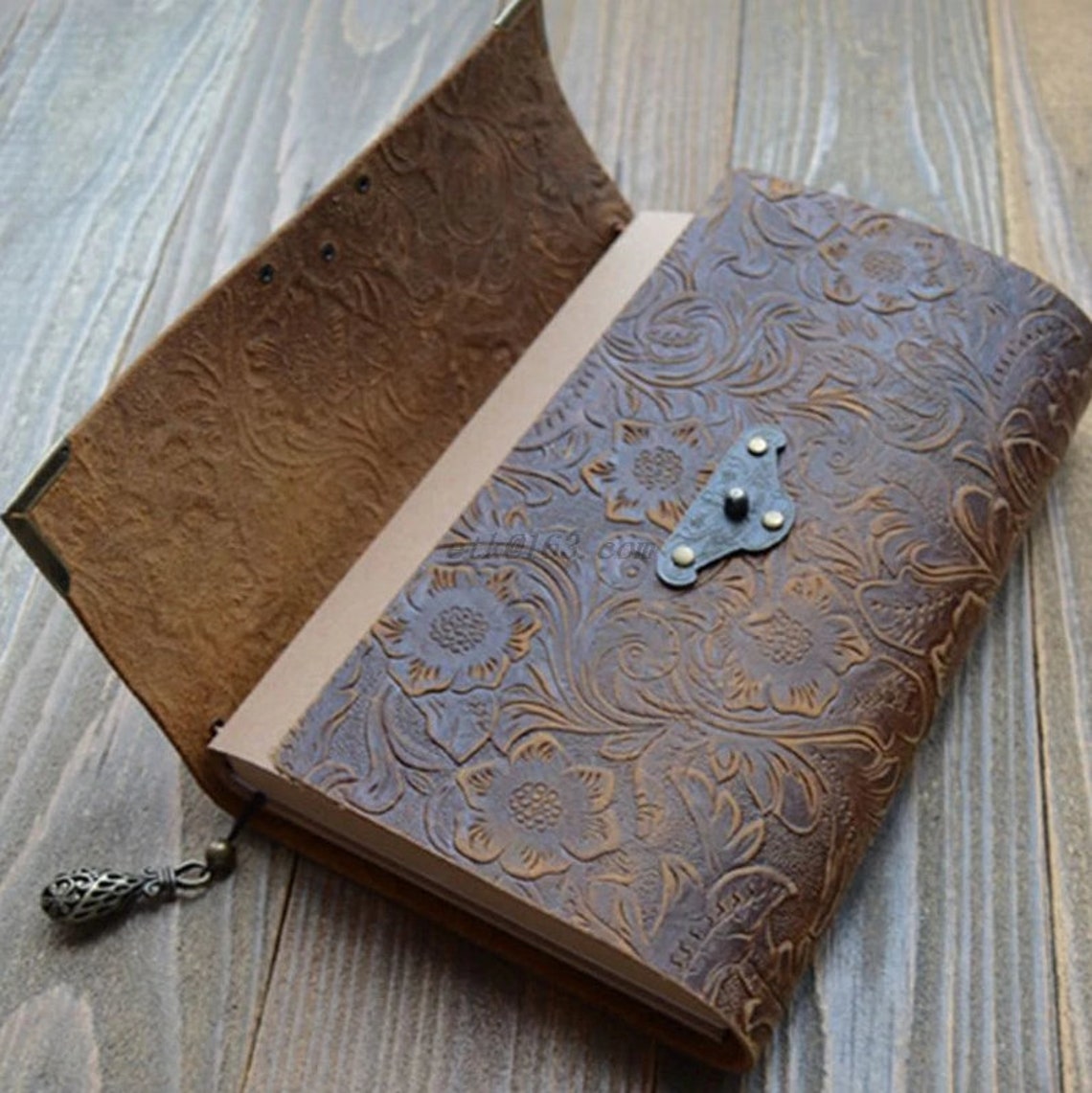 Embossed Pattern Soft Leather Notebook With Lock Key Diary Notepad