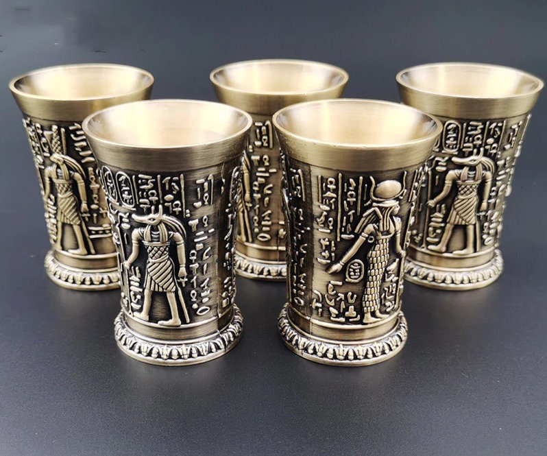 Ancient Egypt Pharaoh Liqueur Glass Cameo Bronze Copper Cup Etsy