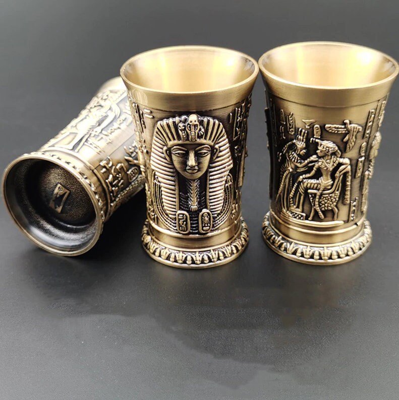 Ancient Egypt Pharaoh Liqueur Glass Cameo Bronze Copper Cup Etsy