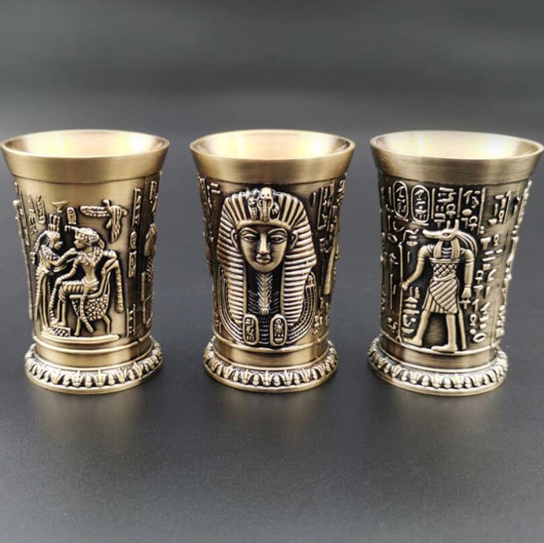 Ancient Egypt Pharaoh Liqueur Glass Cameo Bronze Copper Cup Etsy