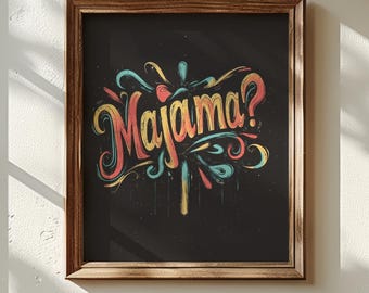 Majama Gujarati Typography Art Print: Vibrant Desi Home Decor