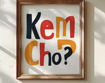 Kem Cho Gujarati Art Print: Bold Indian Typography, Colourful Desi Decor