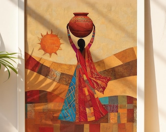 Rajasthani-vrouwenafdruk: Boho Indian Village Art