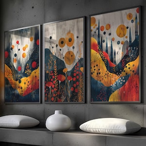 Abstract Floral Landscape Print Set: Modern Boho Botanical Wall Art