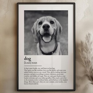 Stampa personalizzata per cani / Arte murale personalizzata per animali domestici con foto e nome / Regalo con definizione di cane / Memoriale per animali domestici / Regalo per amanti dei cani / Decorazione moderna per cani
