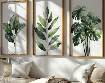 Grünes Blatt Poster Set: Botanische Wandkunst, modernes Grün