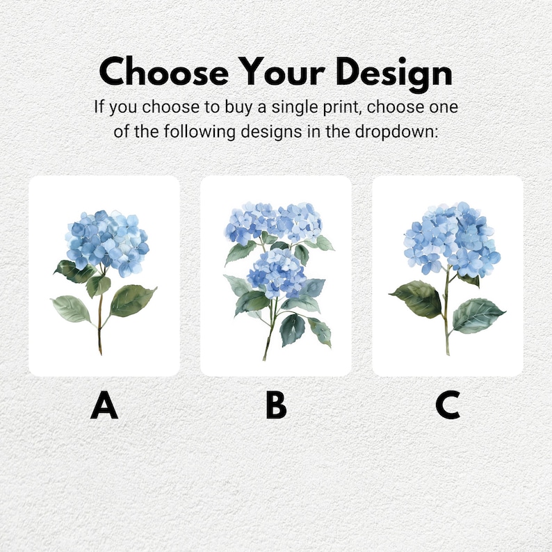 Blue Hydrangea Watercolor Print Set: Botanical Wall Art - Etsy