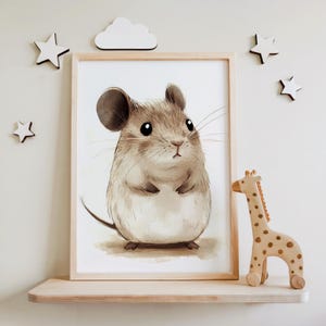 Stampa per cameretta del topo di campagna / Arte murale con animali del bosco / Decorazione per cameretta dei bambini / Poster con simpatici animali della foresta / Arte per cameretta dei bambini di genere neutro / Cameretta dei bambini